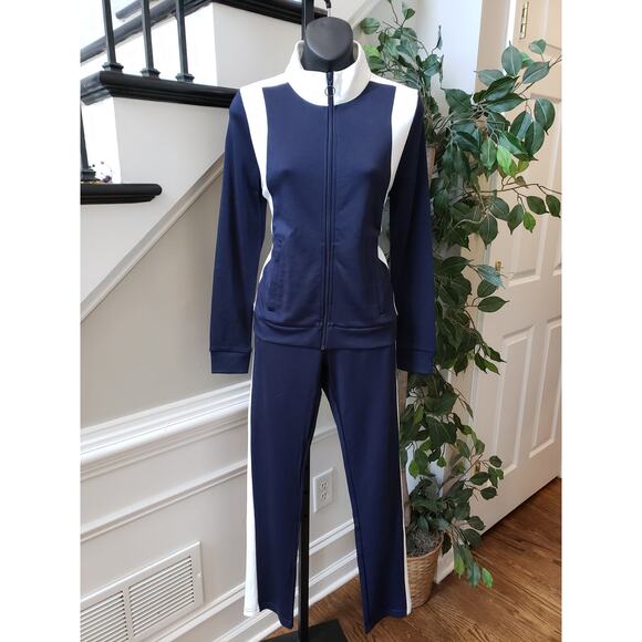HalfHeart Navy White Track Suit Set Women’s Size S Zip Jacket & Pants - Picture 1 of 14